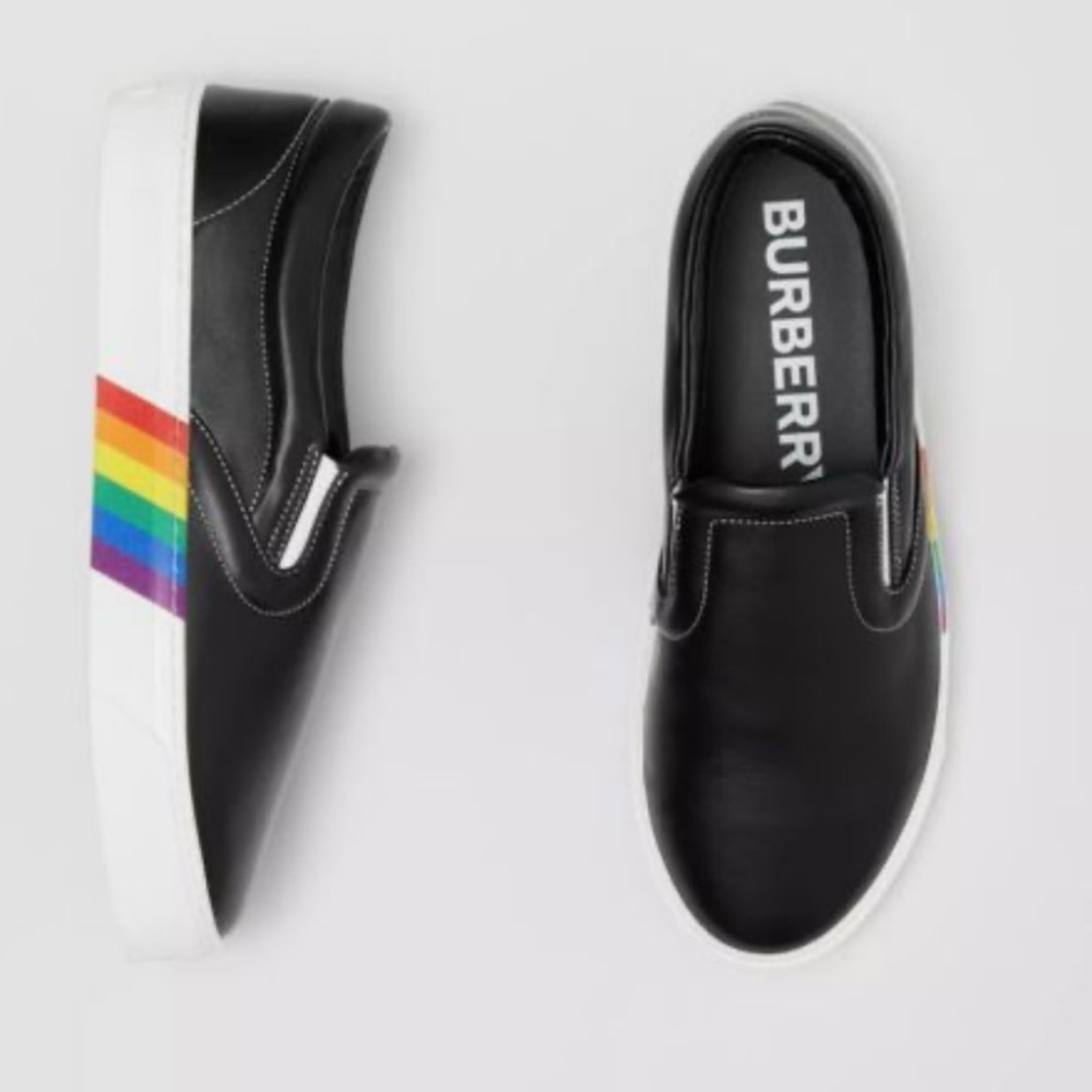 Burberry Thompson Leather Slip On Sneakers, Size 38.5